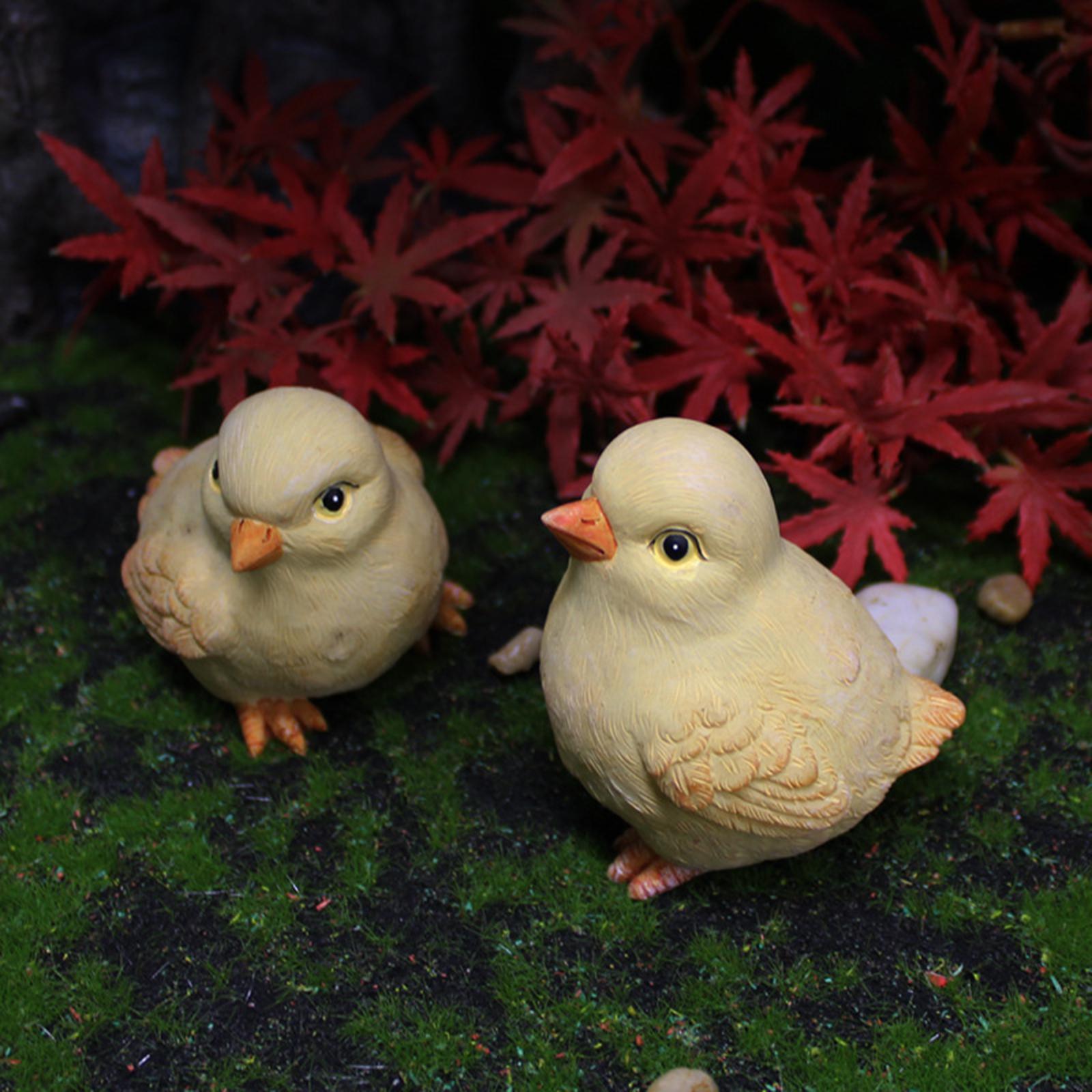 Simulation Garden Statues Chick Sculpture Lovely Figurines for Lawn 6.5x5.5x7.5cm