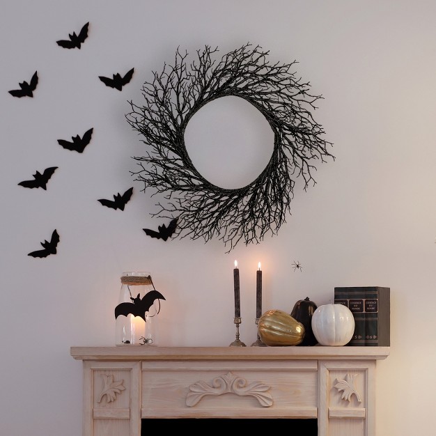 Northlight Black Twig Artificial Halloween Wreath 24 inch Unlit