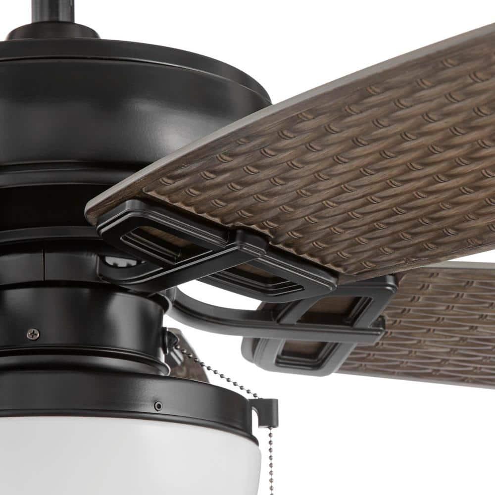 Hampton Bay Baywood 52 in IndoorOutdoor LED Matte Black Wet Rated Downrod Ceiling Fan with Light Kit