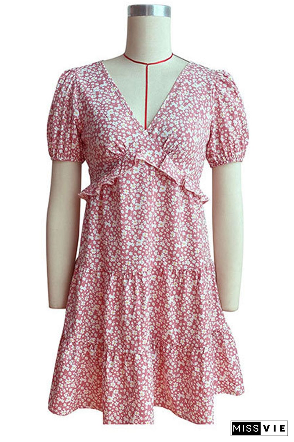 Floral Print Short Sleeve Dress Wholesale