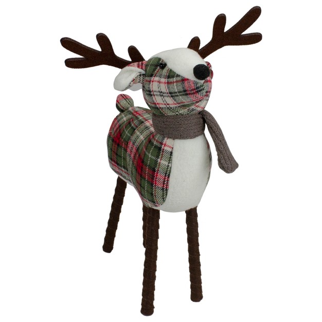 Red And Green Plaid Reindeer Christmas Decoration