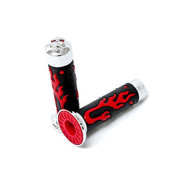 ATV / PWC Skull Gel Racing Grips Red Rubber Flame Compatible with Yamaha Raptor