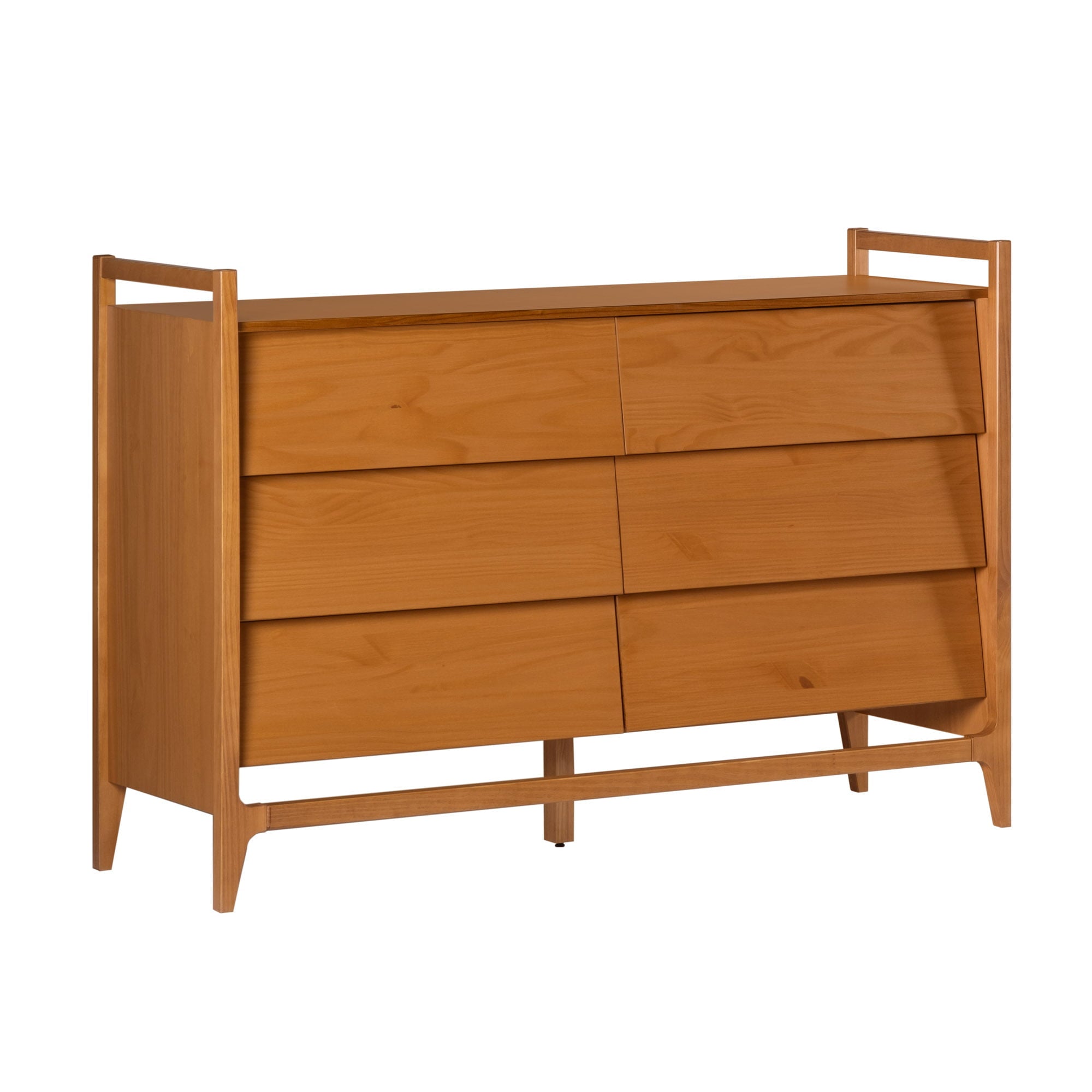 Manor Park Modern Angle-Front 6-Drawer Wood Dresser, Caramel