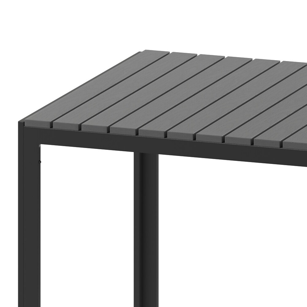 Indoor/Outdoor Commercial Steel Patio Table with Poly Resin Slatted Top   31.5\