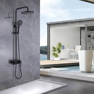 FORCLOVER Single-Handle 1-Spray Wall Mount Tub and Shower Faucet with 3-Spray Hand Shower in Matte Black (Valve Included) HAT-R1003-MB