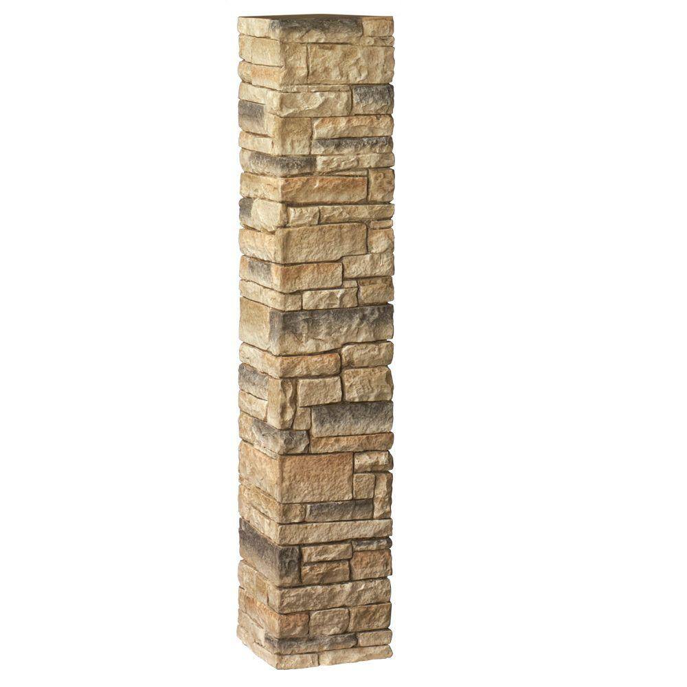 ProWood 8-14 in. x 8-14 in. x 3-12 ft. Beige Stacked Stone Postcover 163402