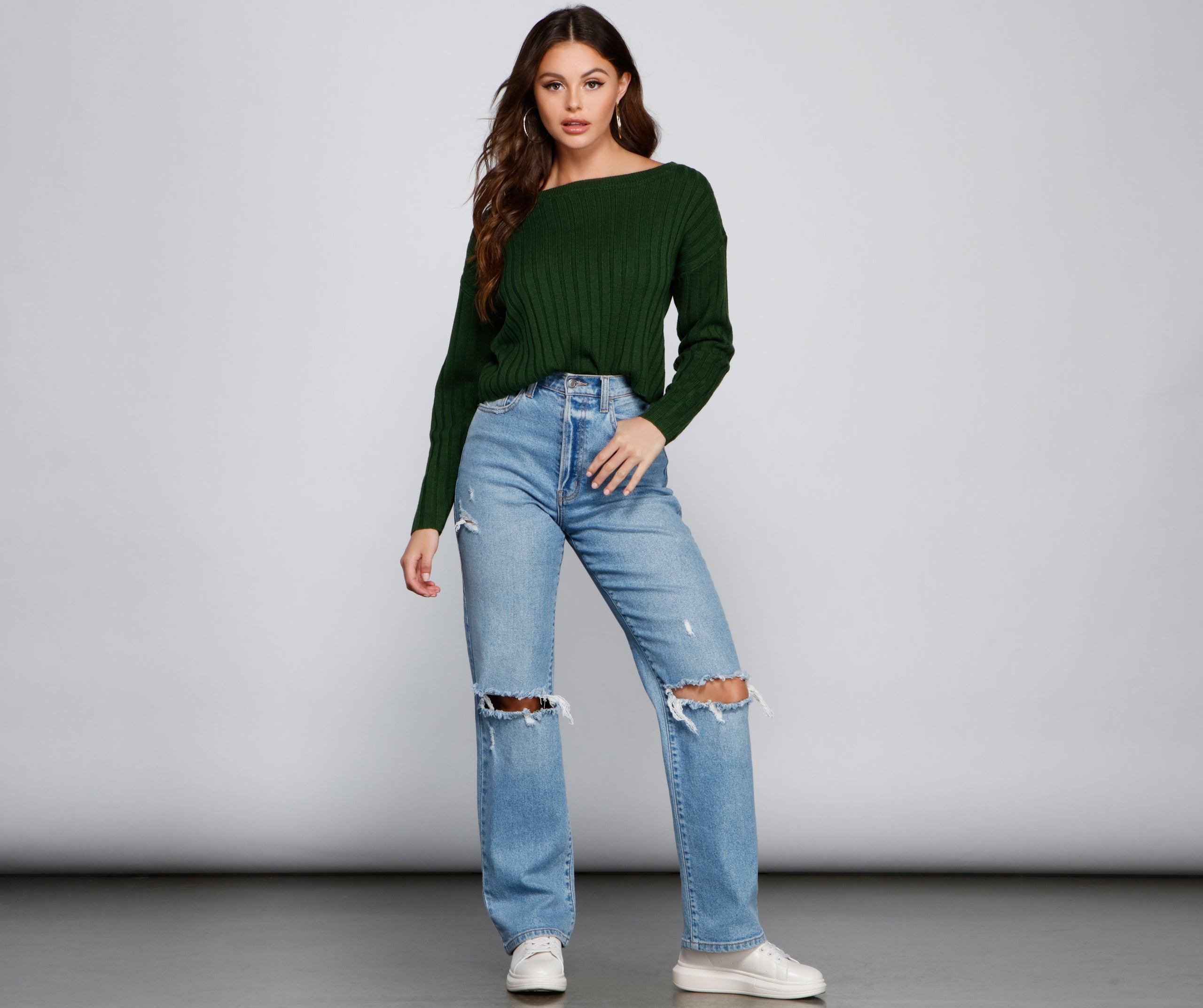 Always Cute Rib Knit Sweater Top