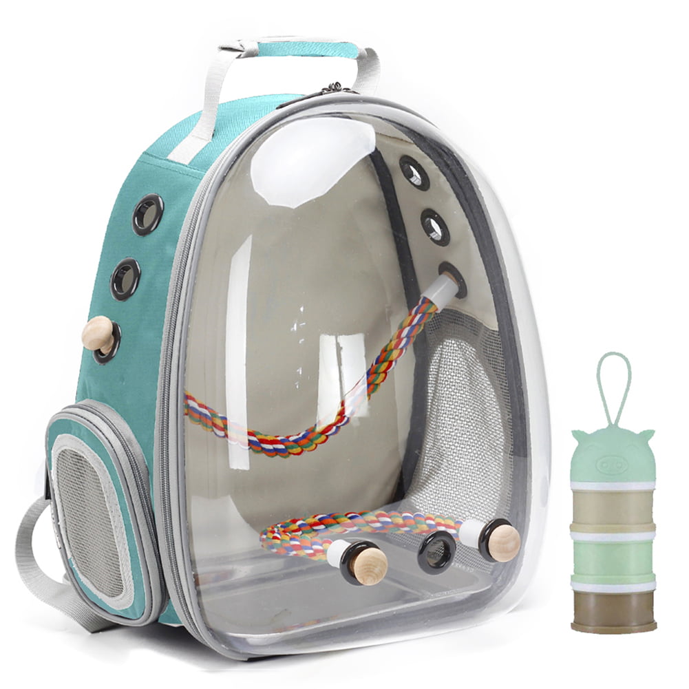 Bird Backpack Carrier， Clear Bubble Window Bird Travel Backpack with Tray and Standing Perch