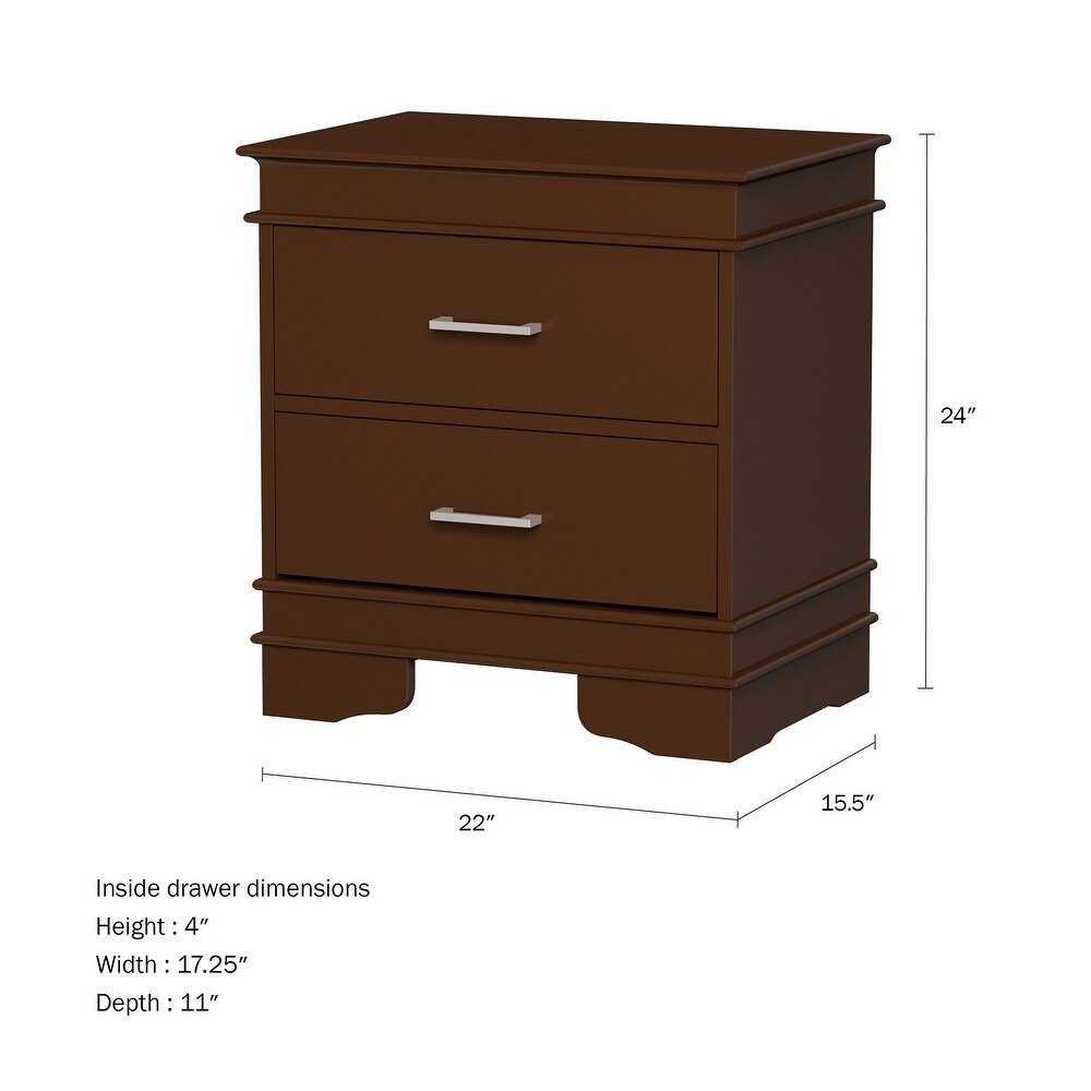 Lavish Home End Table with 2 Drawers  Brown