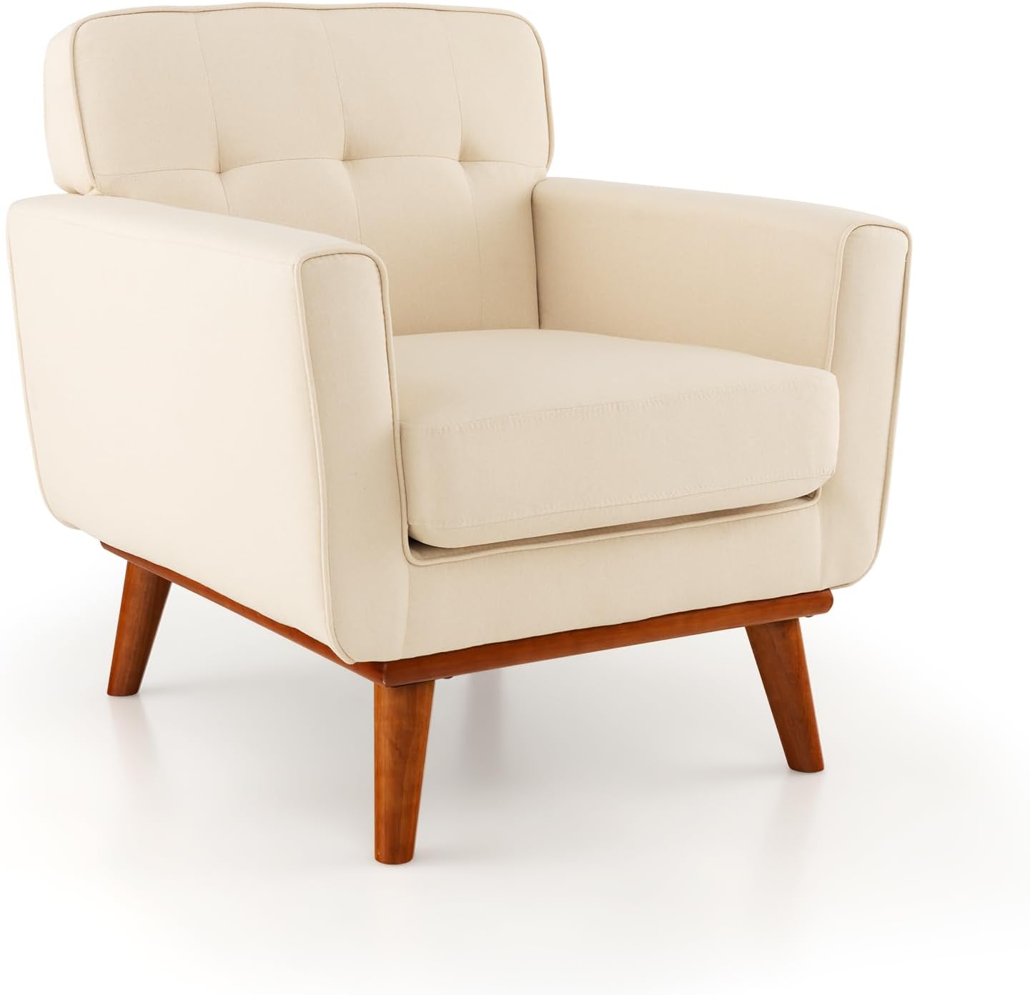 Giantex Modern Accent Chair, Upholstered Linen Fabric Armchair w/Removable Padded Seat Cushion