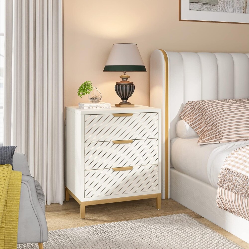 Night Stands for Bedrooms  Nightstands with 3 Drawers for Living Room