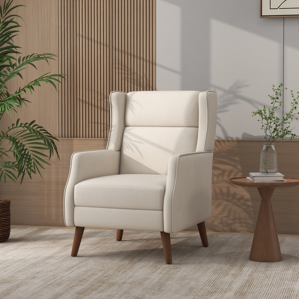 Modern High Back Cotton Linen Accent Chair