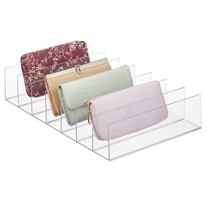 mDesign Plastic Divided Clutch Purse Organizer for Closets， 7 Sections