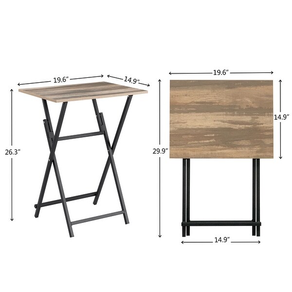 Single Dinning Folding Table Side Table for Eating at Couch 2 Piece