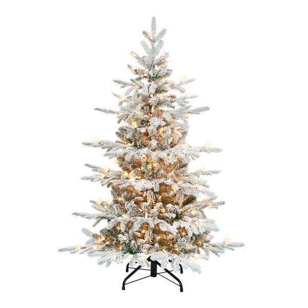 Puleo International 4.5 ft. Prelit Flocked Utah Fir Artificial Christmas Tree