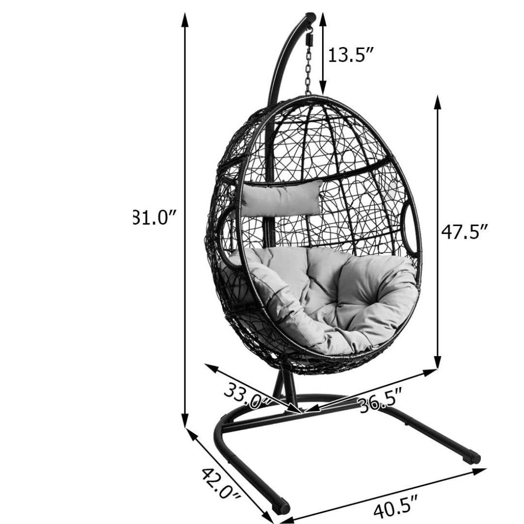 Hanging Egg Chair, Swing Chair with C Hammock Stand Set