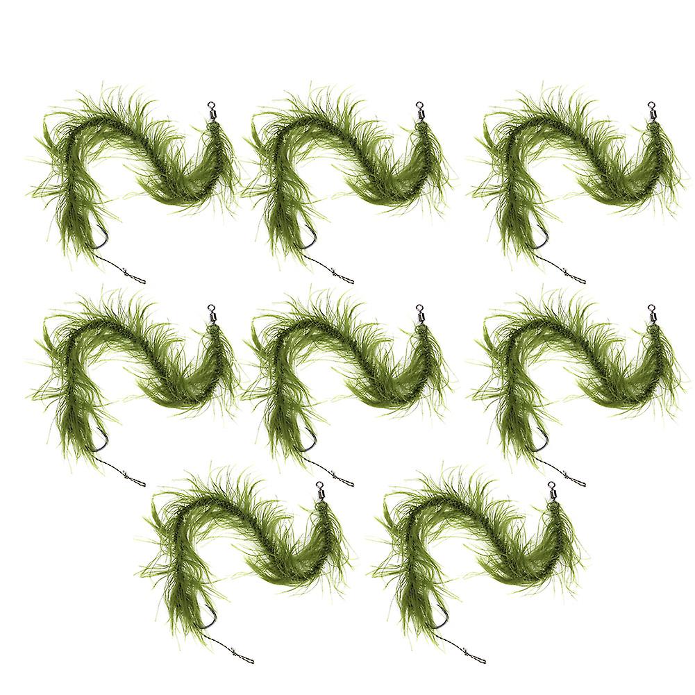 8pcs Carp Fishing Tied Hair Rigs Nylon Green Grass Line Combination Barbed Hooks2#