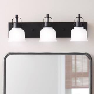 Home Decorators Collection Rockhill 22.07 in. 3-Light Black LED Vanity Light Dark LED 51779