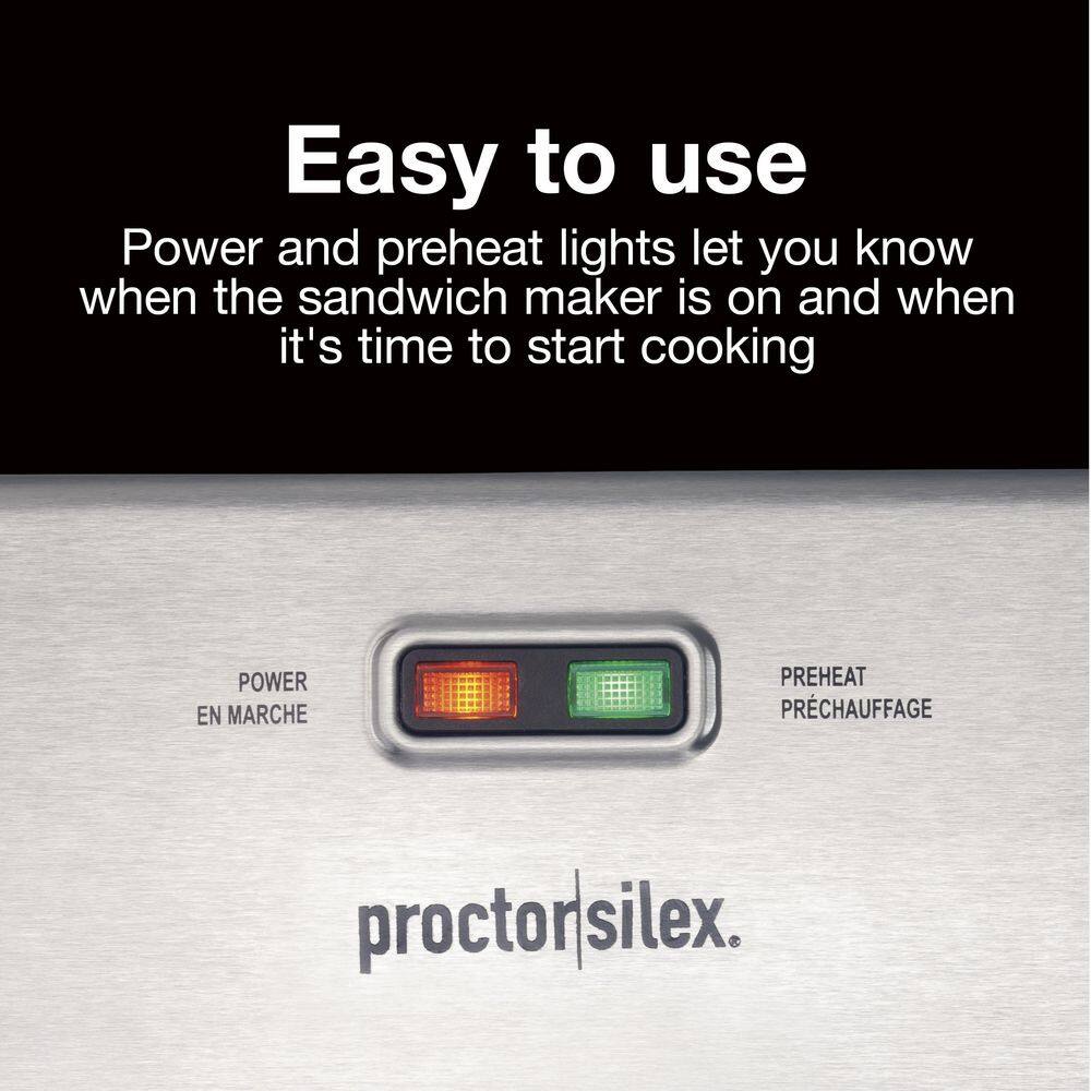 Proctor Silex 700 W Stainless Steel Deluxe Sandwich Maker 25415PS