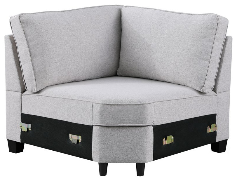 Devion Furniture Woven Fabric U Shaped Sectional Sofa in Dark Gray   Transitional   Sectional Sofas   by Homesquare  Houzz