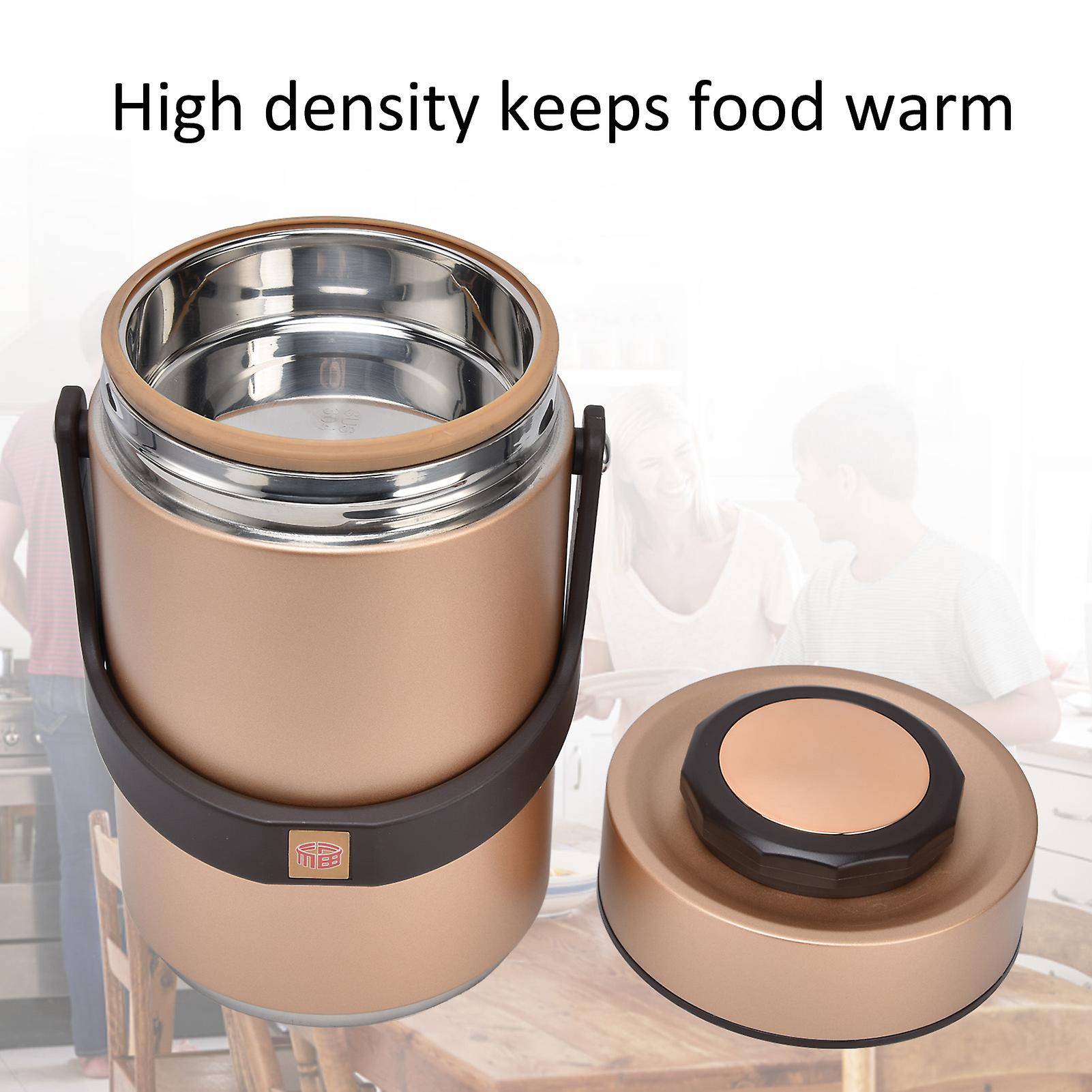 Insulated Lunch Containers， 304 Stainless Steel Insulated Food Jar Material Double Vacuum Interior 2300ml Capacity Insulated Lunch Box For Home[gold]