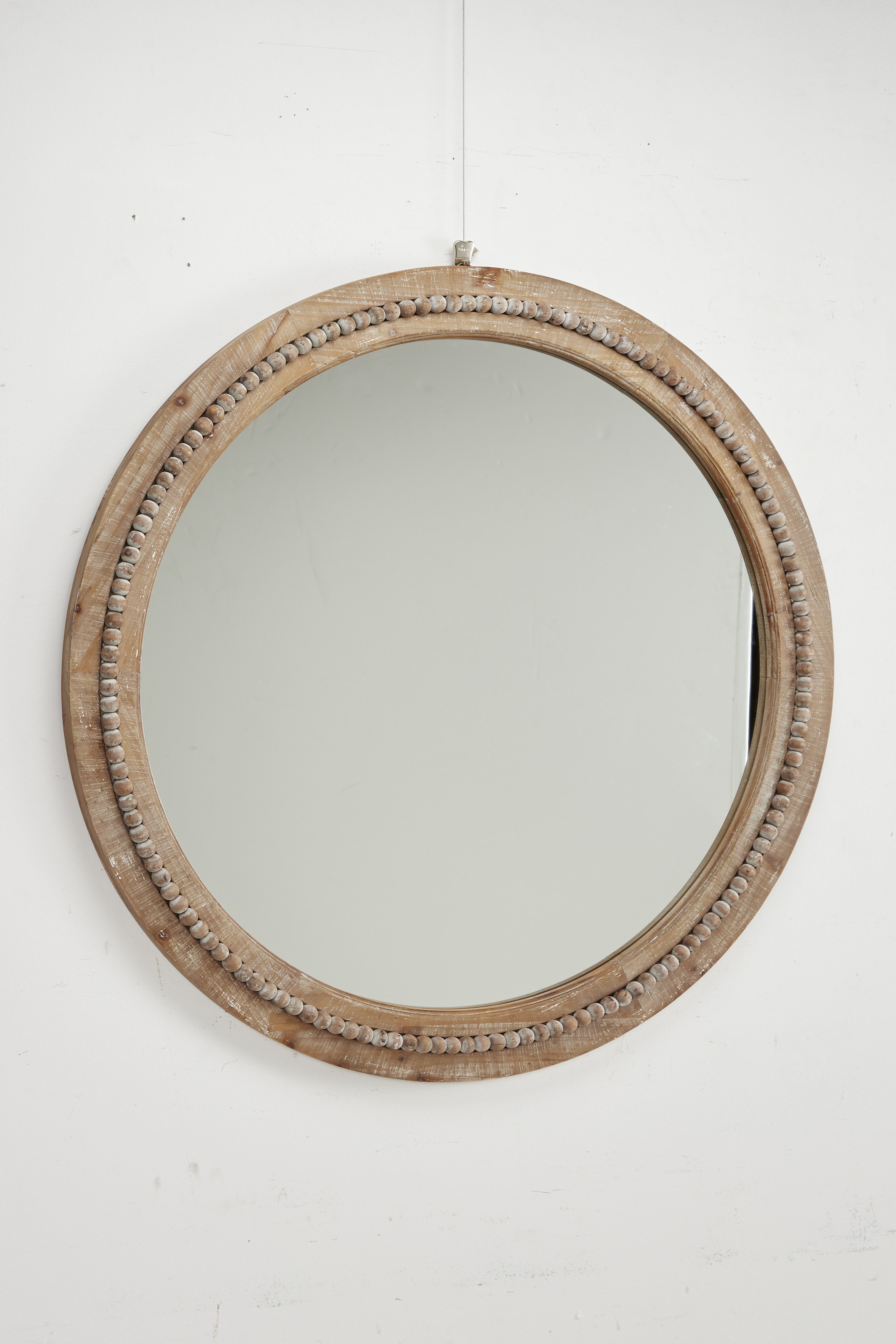 Light Brown Rustic Wood Wall Mirror 36 x 36