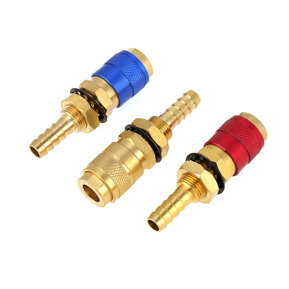 3pcs 8mm Water Cooled and Gas Adapter Quick Connector Fitting For Tig Welding Torch