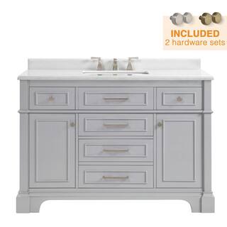 Home Decorators Collection Melpark 48 in. W x 22 in. D x 34.5 in. H Bath Vanity in Dove Gray with White Cultured Marble Top Melpark 48G