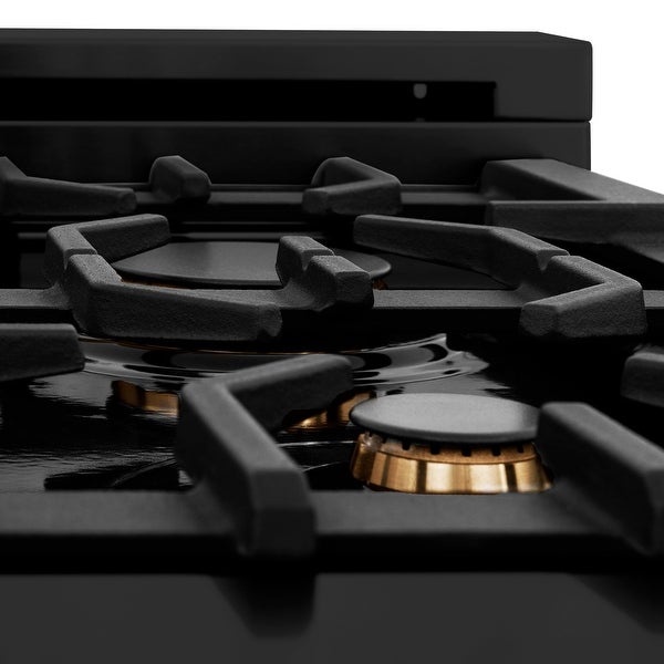 ZLINE Porcelain Stovetop in Black Stainless Steel - Gas Brass Burners