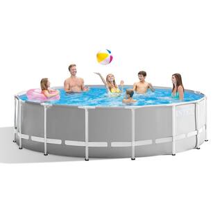 Intex Prism 15 ft. x 48 in. D Round Above Ground Hybrid Metal Frame Pool Set 26725EH