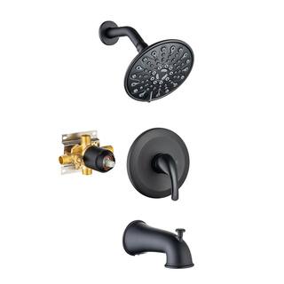 GIVING TREE Single-Handle 6-Spray Fixed Tub and Shower Faucet in Matte Black (Valve Included) HDYN-ZG0073