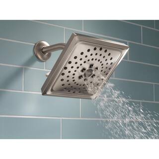 Delta 3-Spray Patterns 1.75 GPM 7.63 in. Wall Mount Fixed Shower Head with H2Okinetic in Lumicoat Stainless 52684-SS-PR