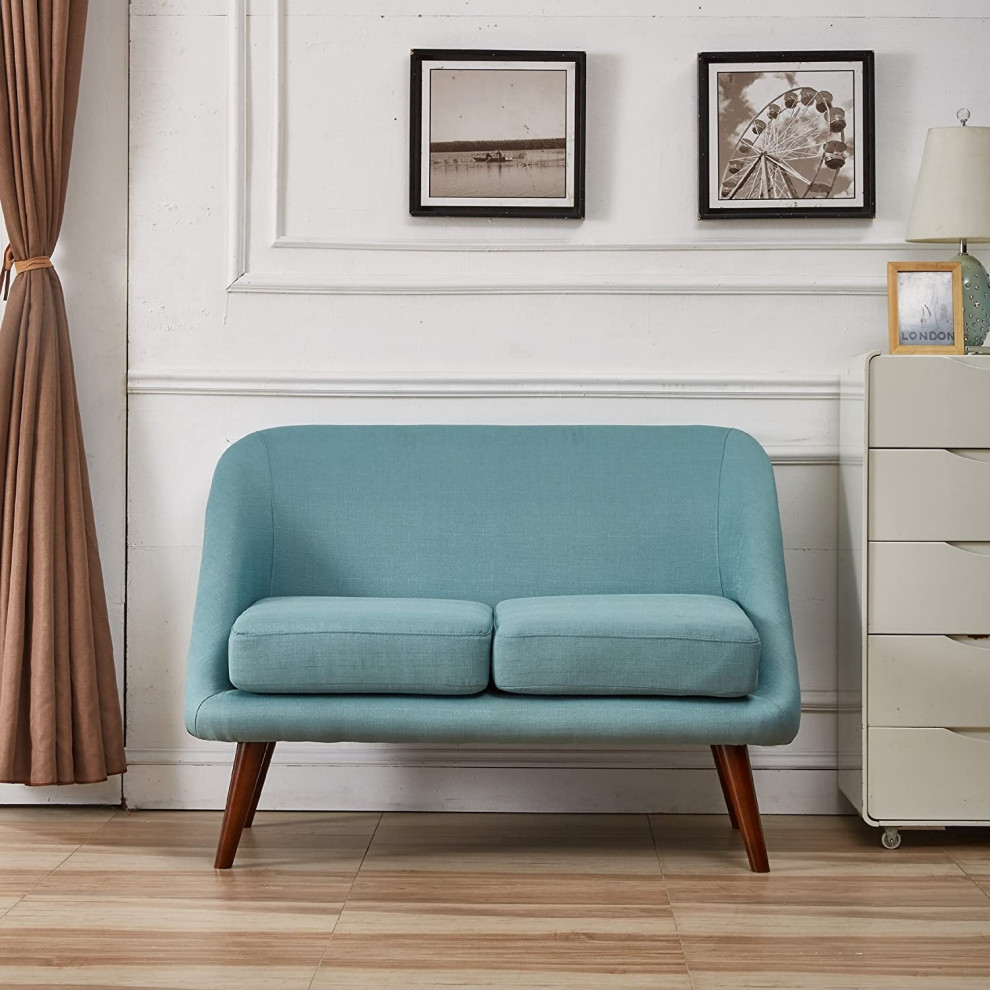 Modern Loveseat  Splayed Legs  Unique Shaped Back With Cushioned Seat   Midcentury   Loveseats   by Decor Love  Houzz