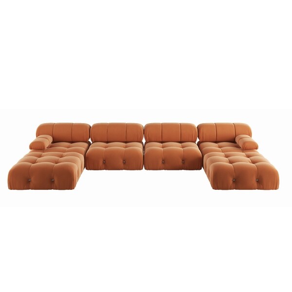 138'' Modern Velvet Upholstery U-shaped Sectional Sofa