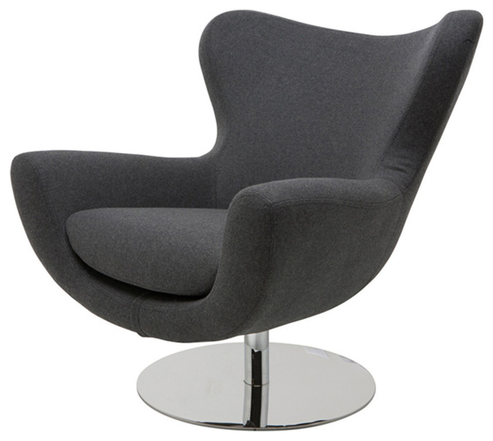 Nuevo Conner Upholstered Swivel Accent Chair in Dark Gray   Contemporary   Armchairs And Accent Chairs   by Homesquare  Houzz