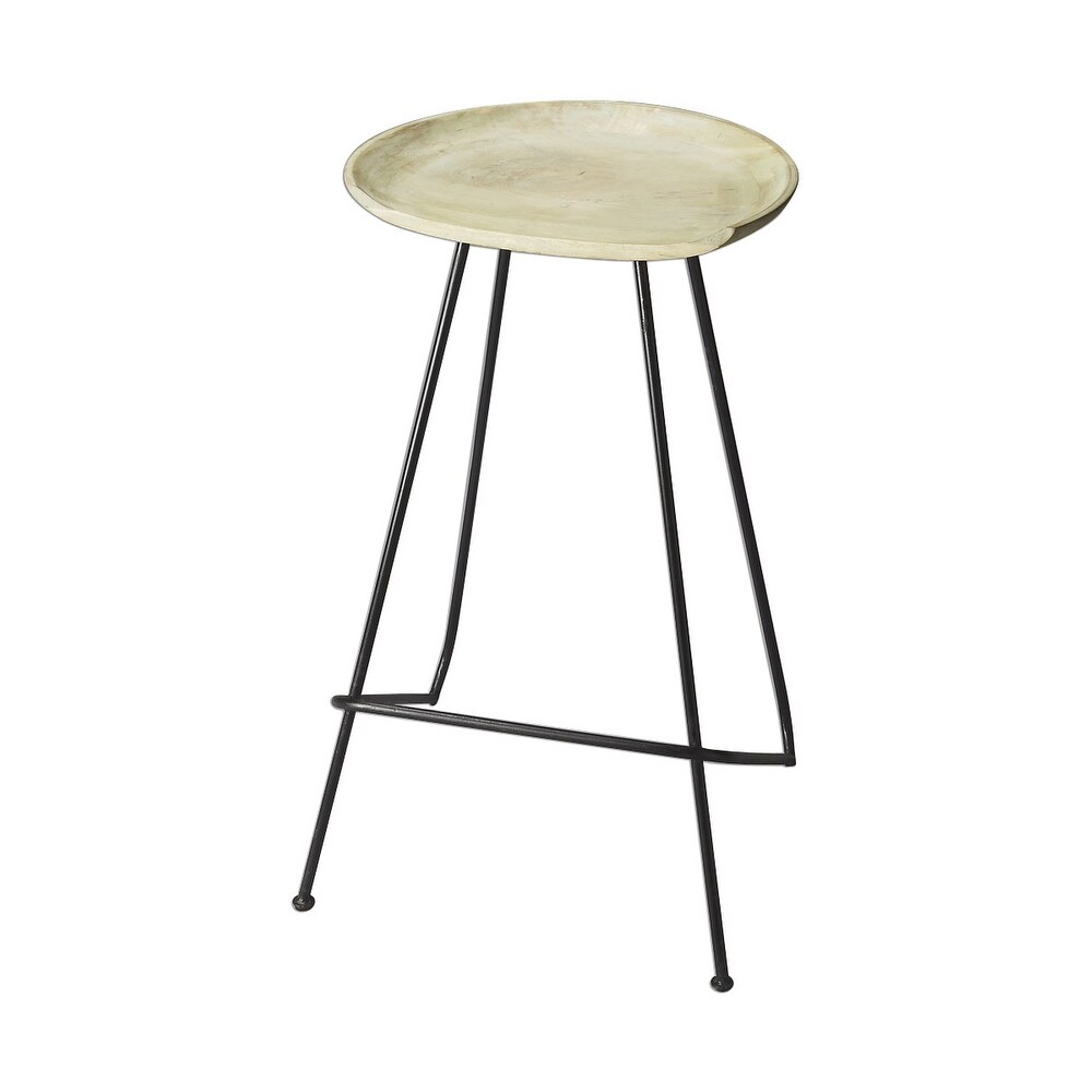 Offex Transitional Wooden Oval Bar Stool in Metalwork Finish - Multicolor - N/A