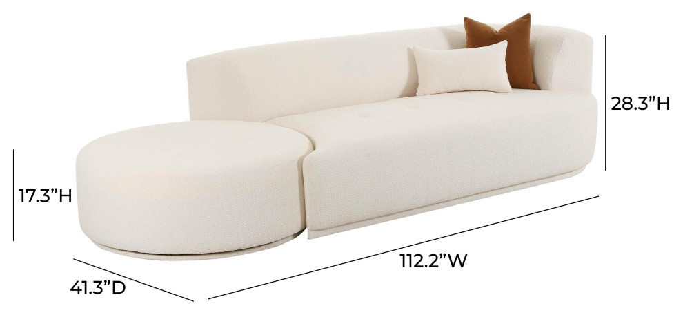 Fickle Cream Boucle 2 Piece Chaise Modular Right Arm Facing Sofa   Transitional   Sectional Sofas   by Homesquare  Houzz