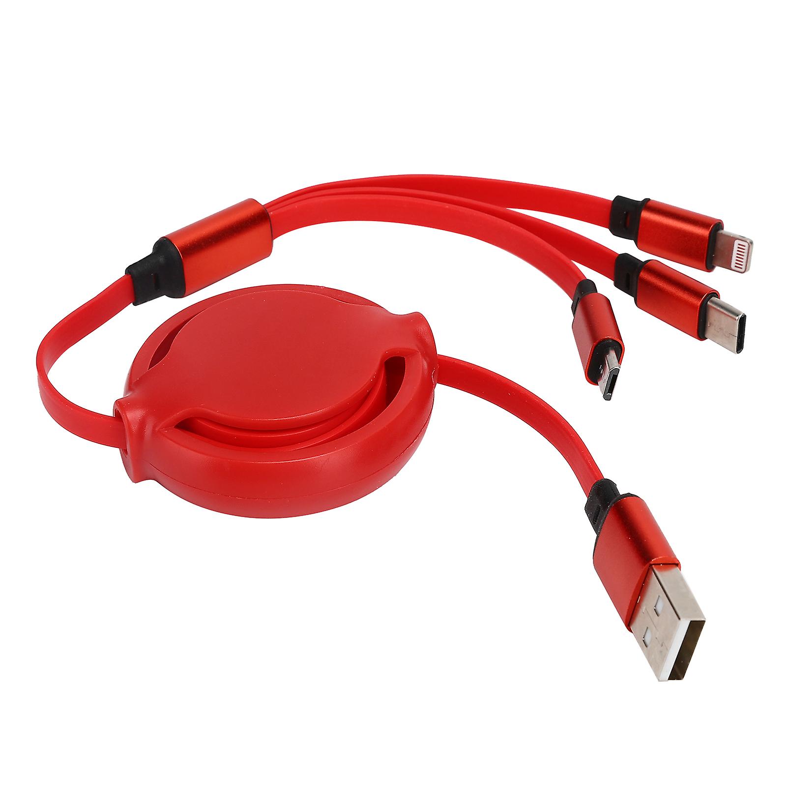 3 In 1 Multi Retractable Charger Cable 3a With Typec/for Ios/for Android Connector(chinese Red )