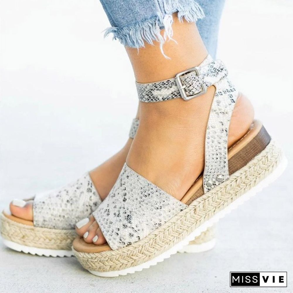 Women Sandals Soft Leather Wedges Shoes Women Espadrilles Platform Sandals Female 4cm High Heels Sandals Summer Chaussures Femme