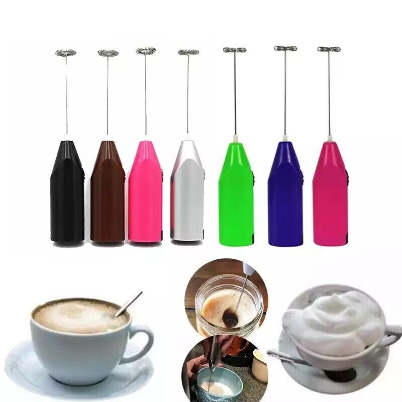 Silver Electric Milk Frother Whisk Mixer for Coffee and Eggs