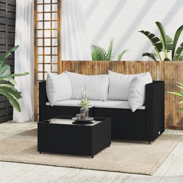 vidaXL Patio Lounge Set with Cushions Brown/Black/Gray Poly Rattan