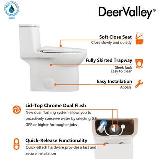 DEERVALLEY Ursa Comfortable Height 12 in. Rough in Size 1-Piece 0.81.28 GPF Dual Flush Elongated Toilet in White Seat Included DV-1F52677