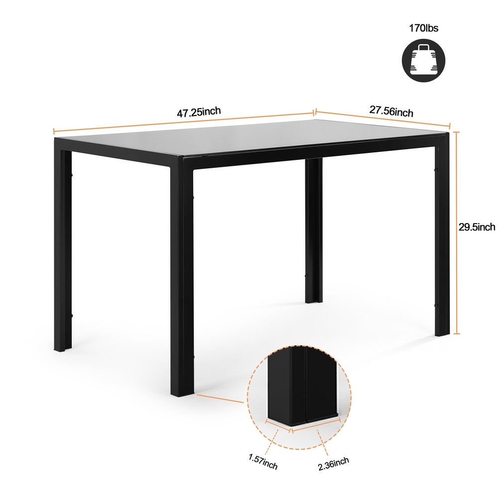 White top Rectangular Dining Table with Black Legs