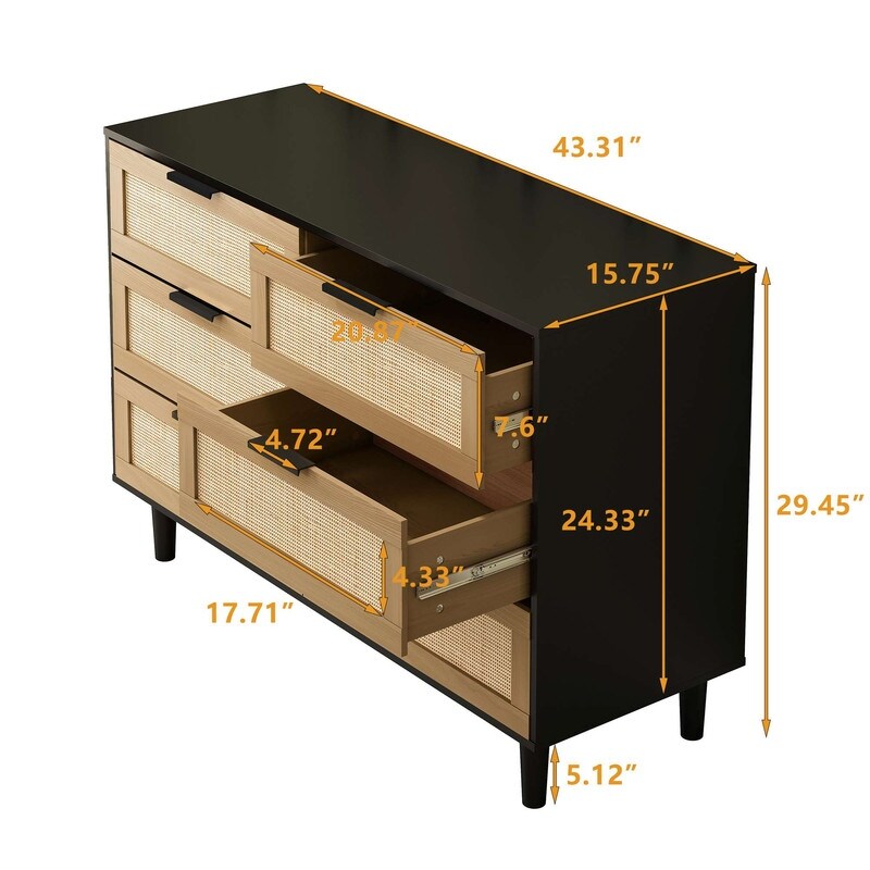 6 drawers Rattan dresser Rattan Drawer