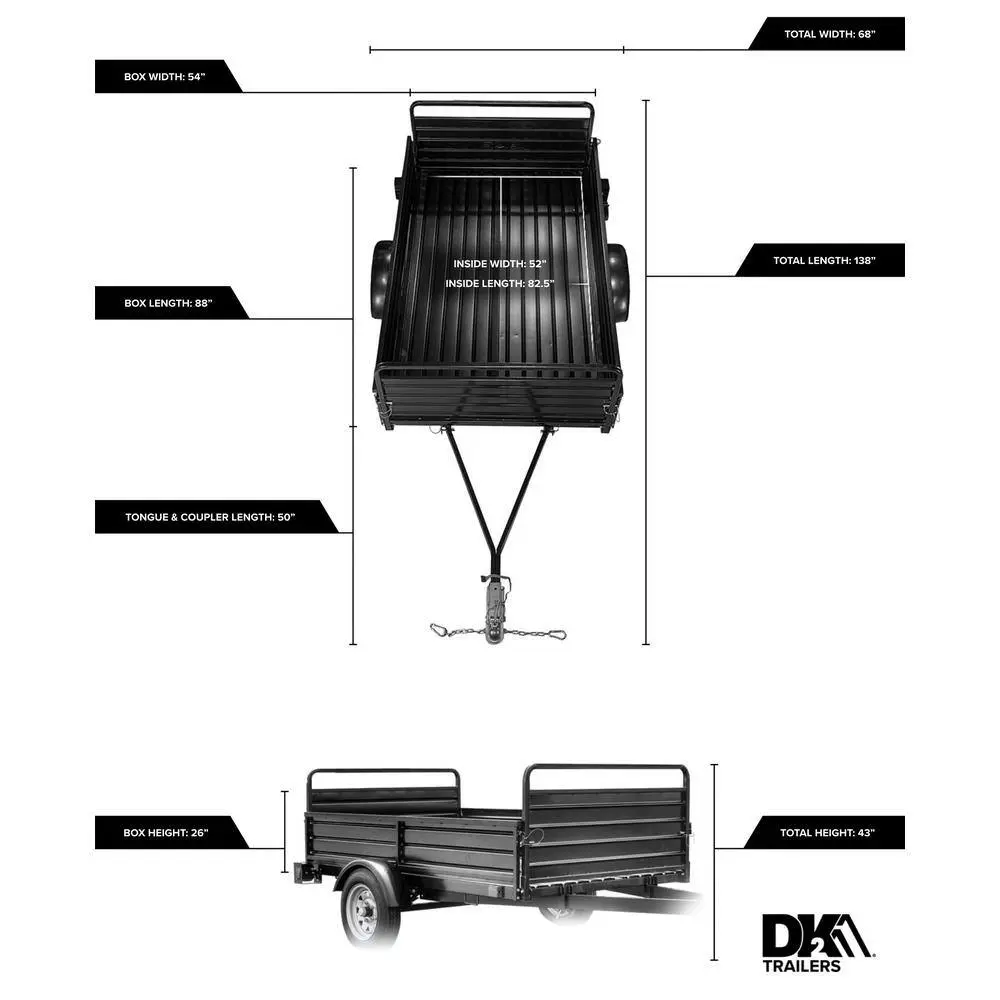 DK2 4.5 ft. x 7.5 ft. Single Axle Utility Trailer Kit with Drive-Up Gate MMT5X7-DUG