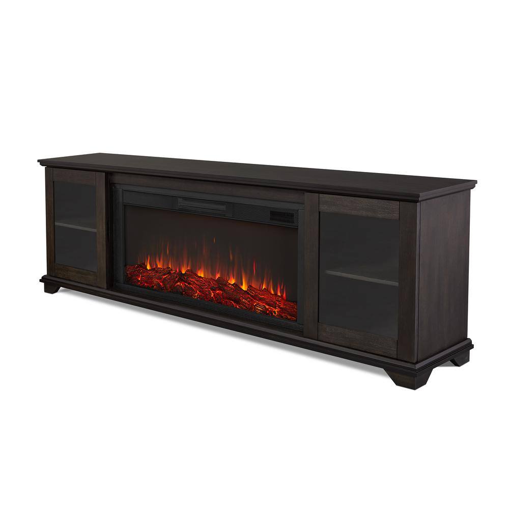 Real Flame Benjamin 81 in. Freestanding Wood Electric Fireplace TV Stand in Weathered Wood 5110E-WWD