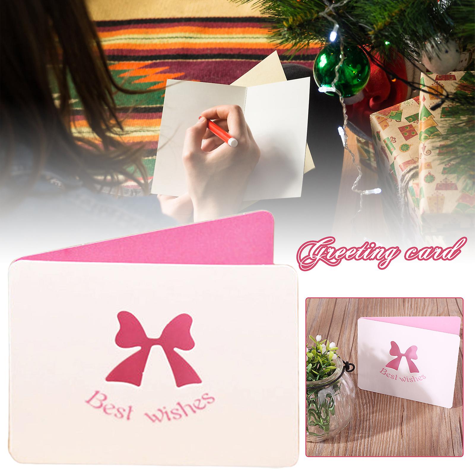 Pink Bow Greeting Card Diy Handwritten Card Folding 3d Valentine's Day Postcard(pink Bow)