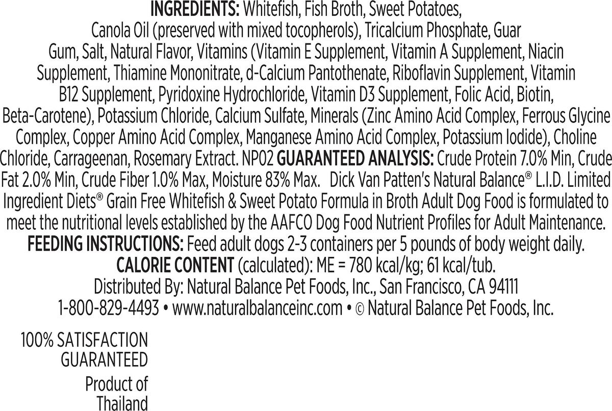 Natural Balance L.I.D. Limited Ingredient Diets White Fish and Sweet Potato Formula Flaked Grain-Free Wet Dog Food