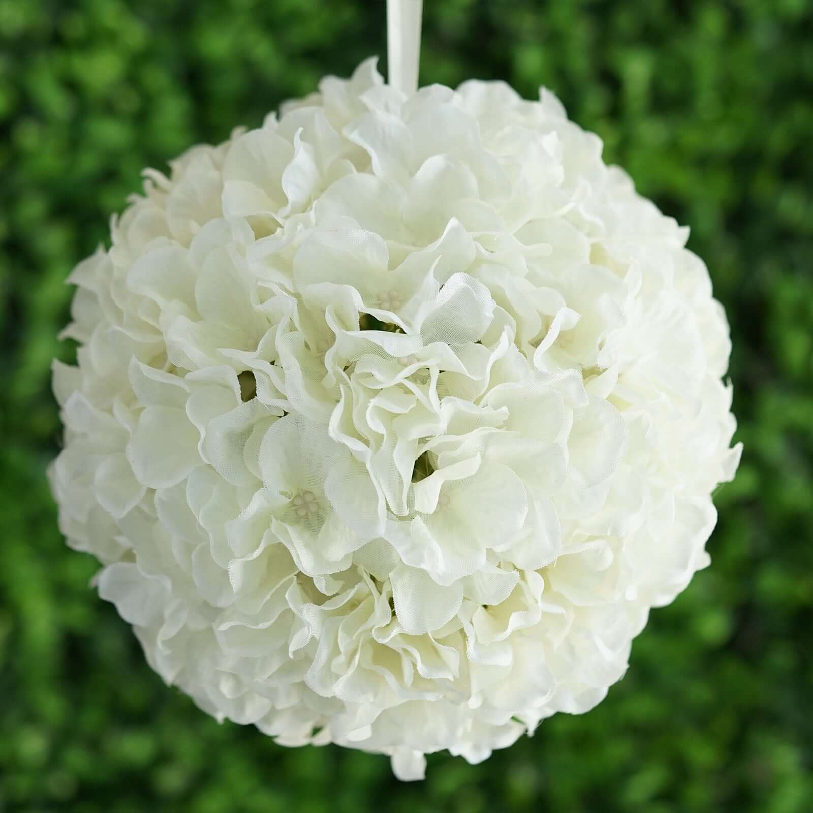 4 Pack Cream Artificial Silk Hydrangea Kissing Flower Balls 7