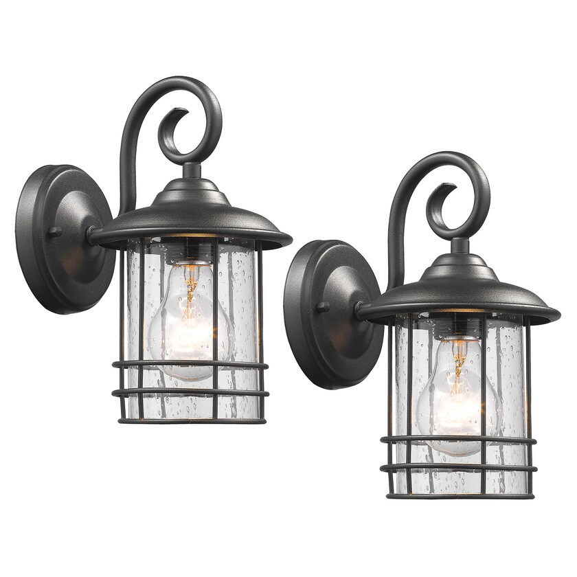 Chloe Transitional 1-light Textured Black Outdoor Wall Lantern 2-pack Shopping - The Best Deals on Outdoor Wall Lanterns | 18434019